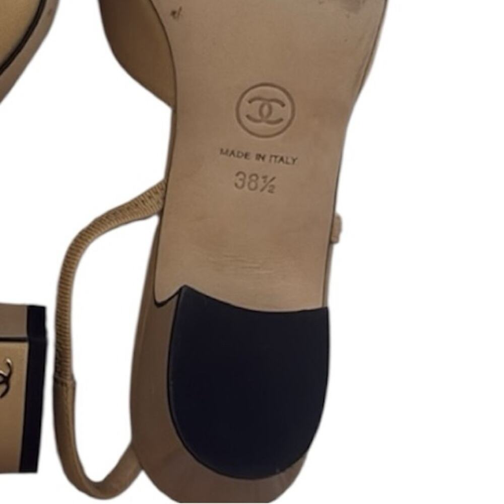 CHANEL Slingback cap toe heels shoes pumps 38.5 - Picture 9 of 14